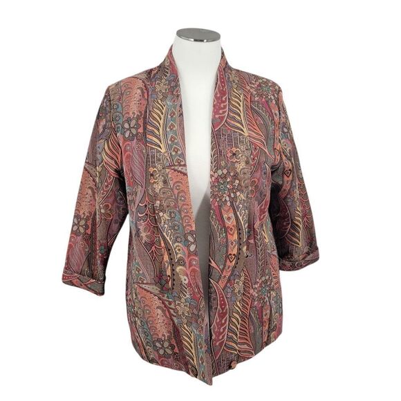 Blazer Smoking Jacket Swing Coat Jacquard Tapestry Abstract Paisley Vintage 80s - Picture 1 of 15